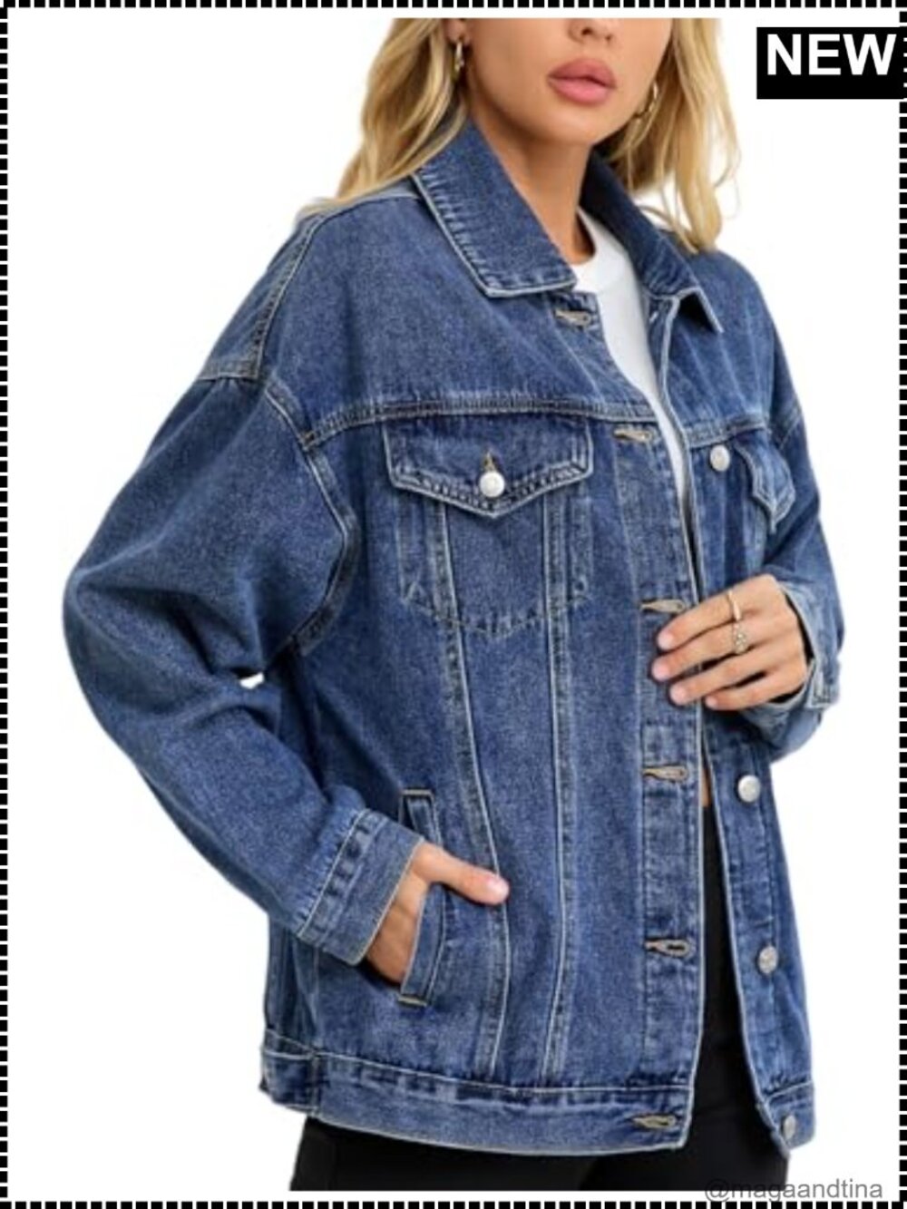 Oversized Long Denim Jacket Trucker Coat Drop Shoulder Women's